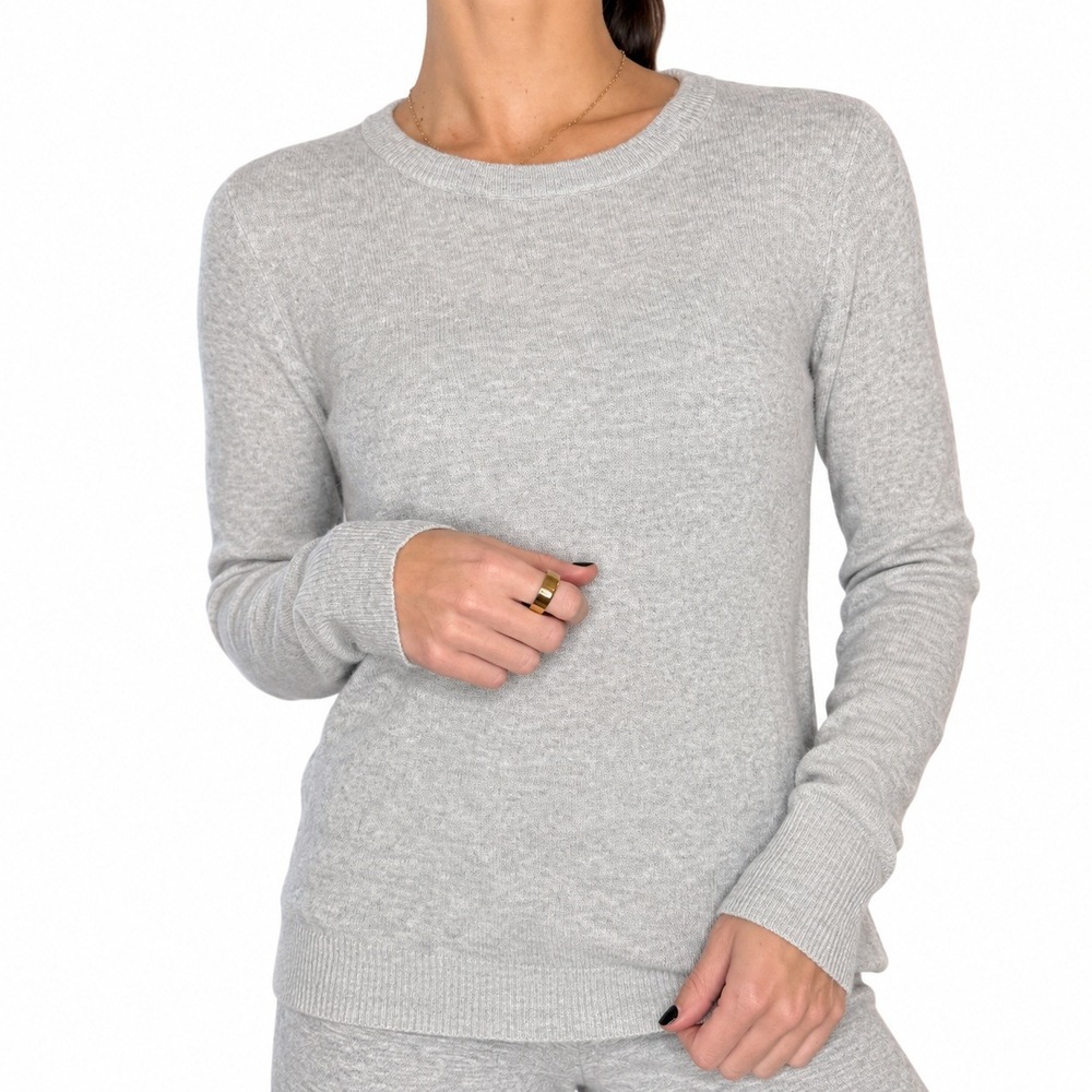 100% Cashmere Crewneck Sweater Heather Gray